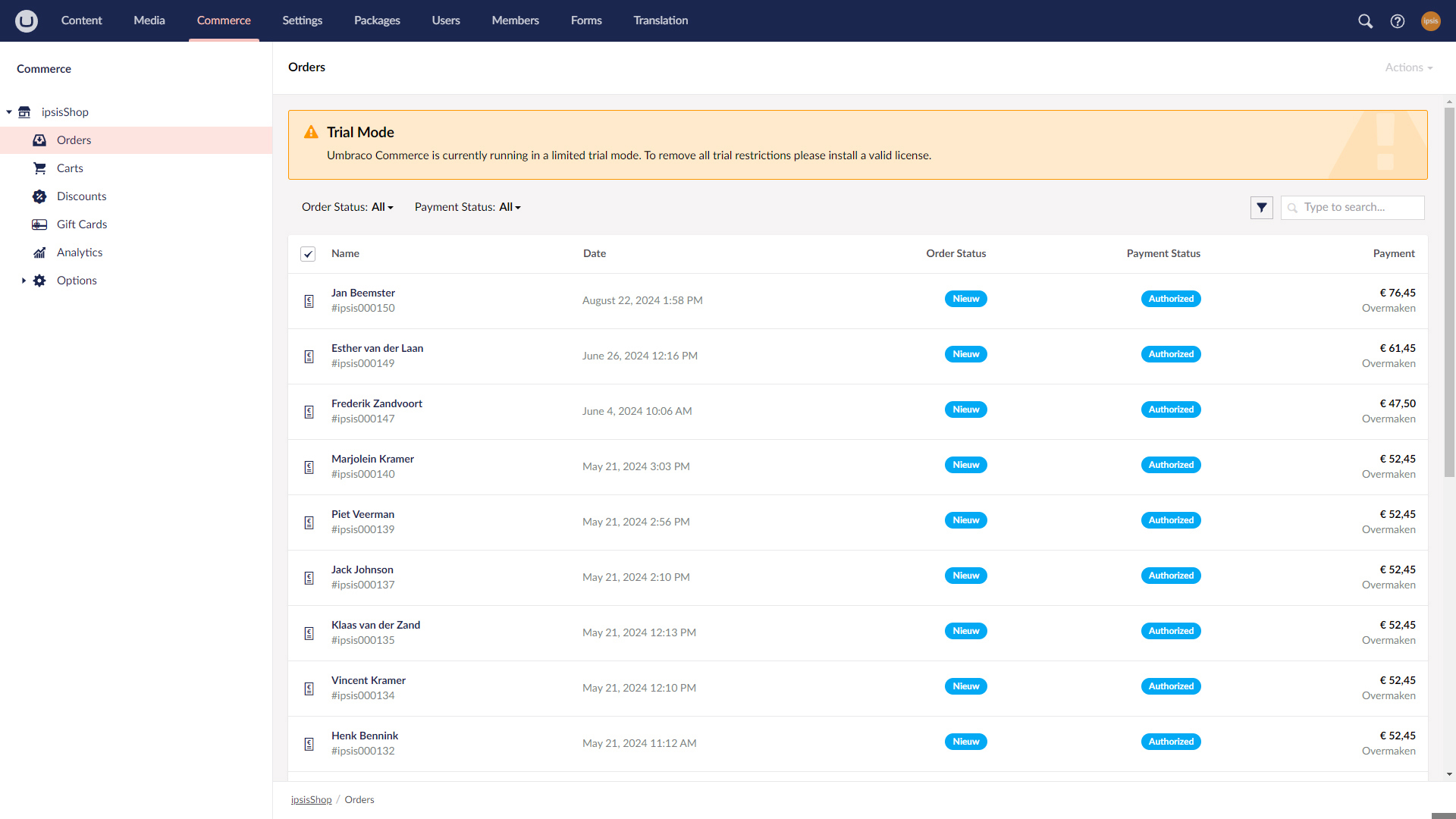 Scherm Umbraco Commerce Orders 01