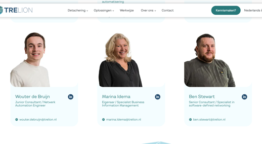 nieuwe website Trelion team